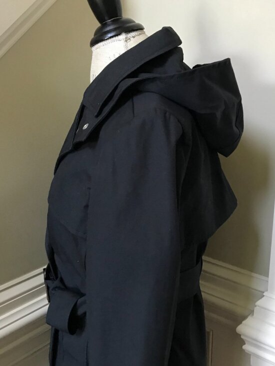 NWT JCREW NEW Icon Trench Coat Womens 4 P Petite Black Hooded Belt Jacket BF458 - Picture 9 of 12